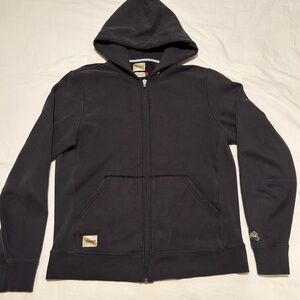 Tracksmith Black Hooded Zip Sweatshirt with Gold Zip